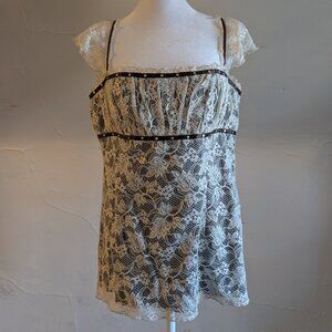 laundry by shelli segal floral mesh velvet fairycore camisole (large)